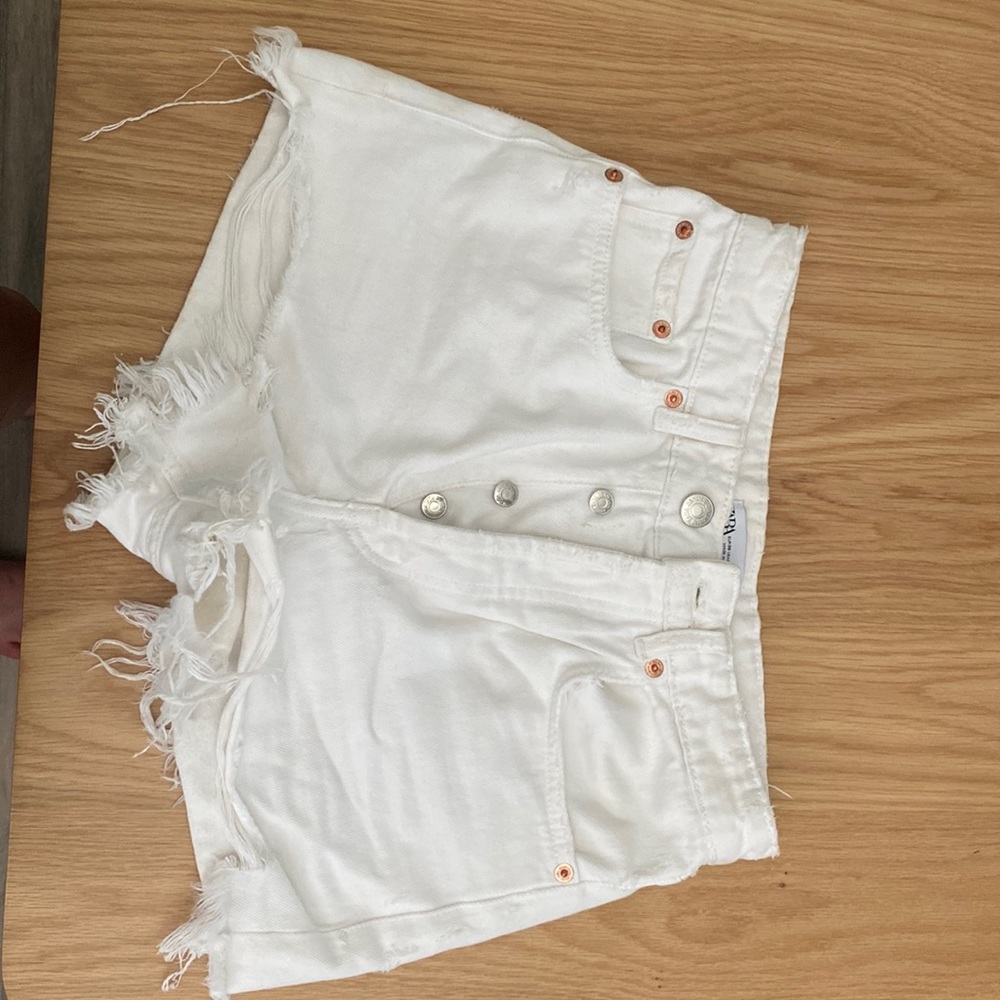 Zara white high rise ripped shorts